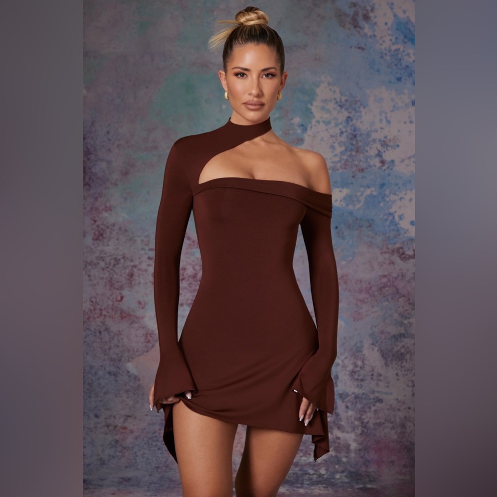 Oh Polly high neck asymmetrical dress